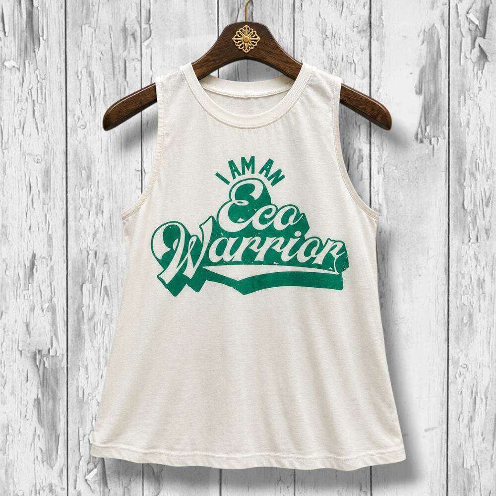 Modern Lux Eco Warrior Graphic Tank Top Women’s XS Cream Sleeveless NWOT